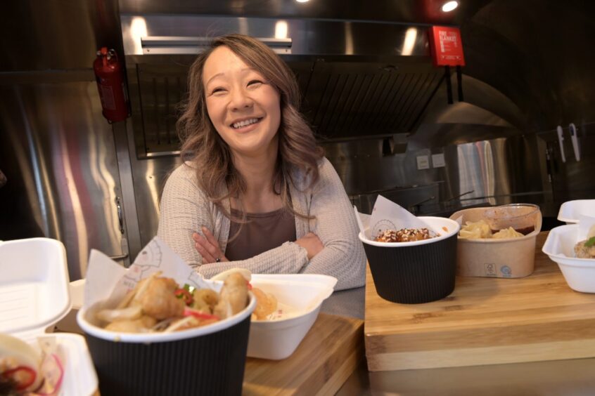 Karen Saint inside the Mei Mei food truck in Inverness