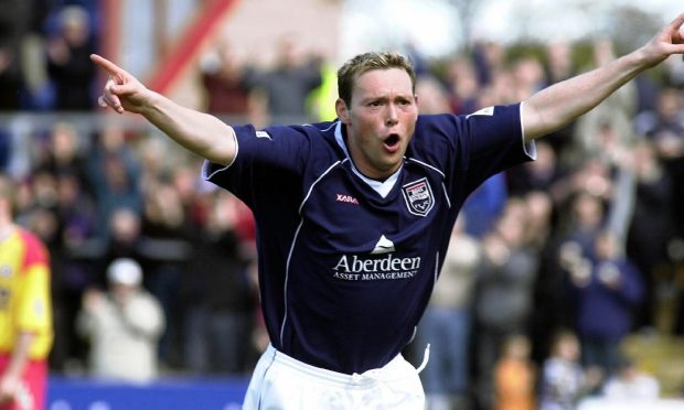 Steven McGarry celebrates scoring for Ross County against Ayr United in 2003. Image: Sandy McCook/DC Thomson.