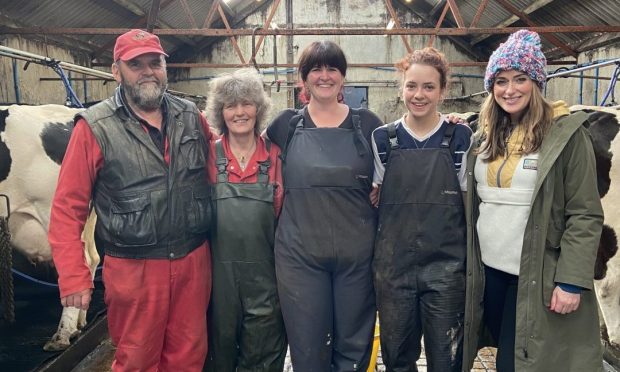 Anne MacAlpine, far right, with members of the Irvine family in Shetland.