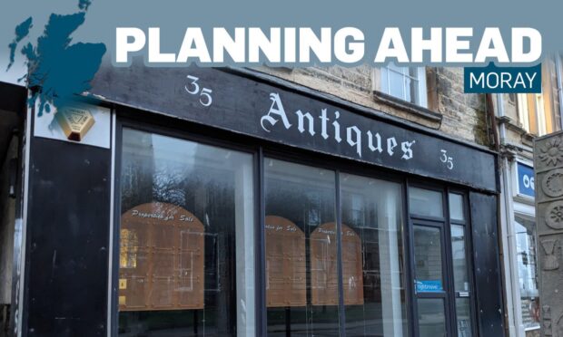 Exterior of antiques shop with Planning Ahead logo.