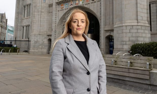 CR0050325- For - Adele Merson.  Cllr Lee Fairfull, photographed outside Marischal College. Oct, 15 2024.  Image: by Scott Baxter / DC Thomson 15/10/24