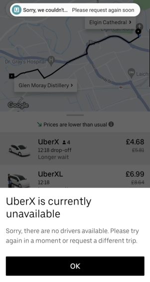 Uber app screenshot. 