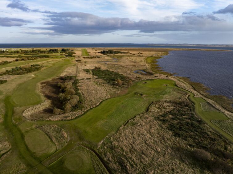 Aerial view of a new Par 3 which has been created on the Struie Course in Dornoch.