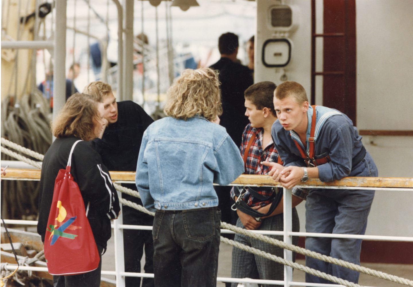 People chatting on the boats