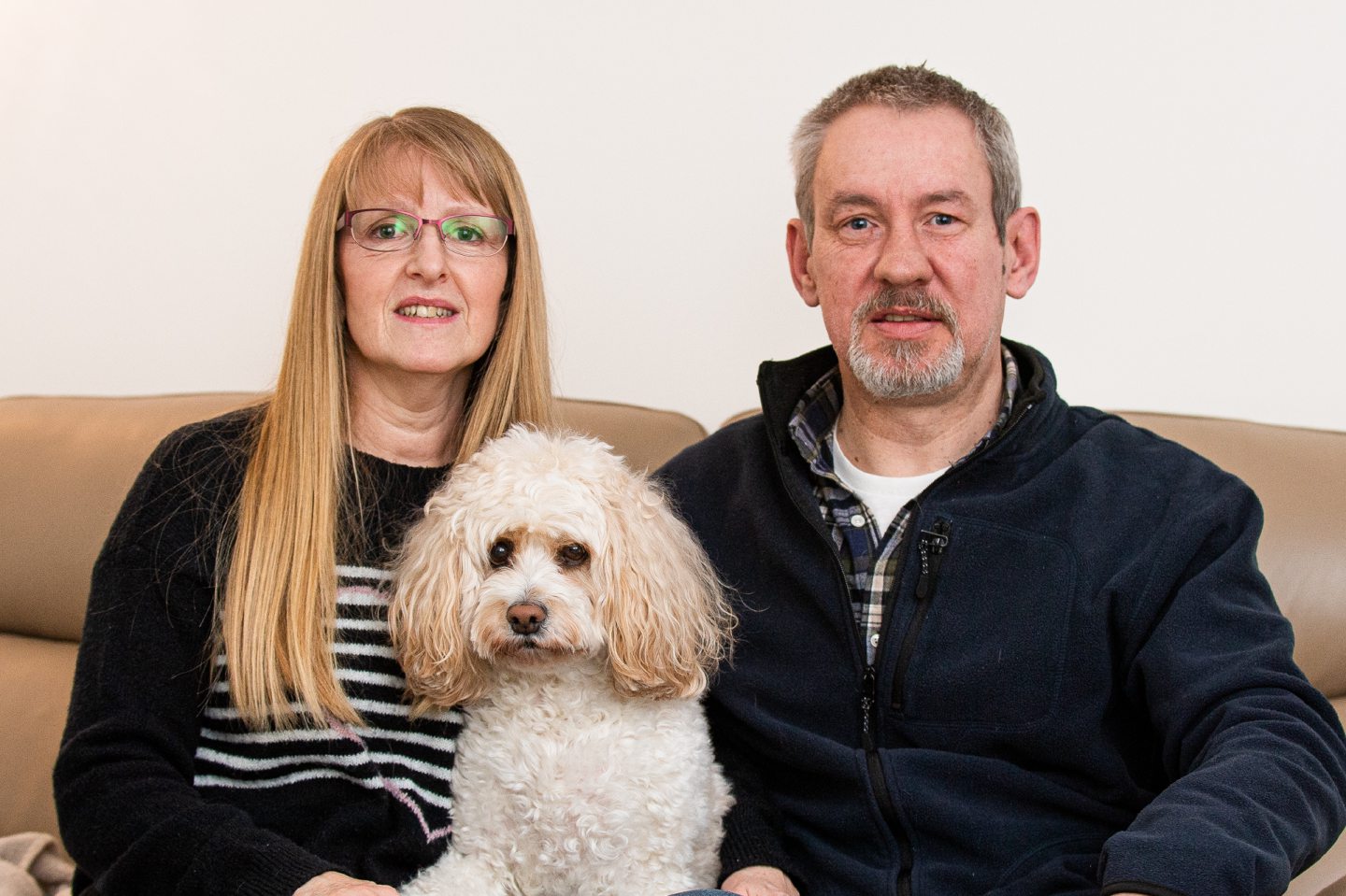 Norman Donald with wife Jacky and their firework friendly dog Lucy