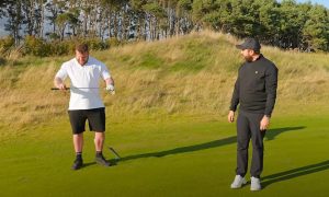 Tom Stoltman before he snapped Rick Shiels' wedge in half. Image: Supplied Rick Shiels.