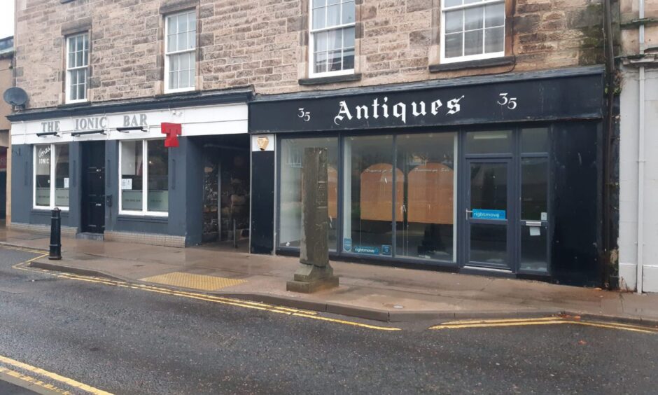 The vacant shop on Elgin High Street. 