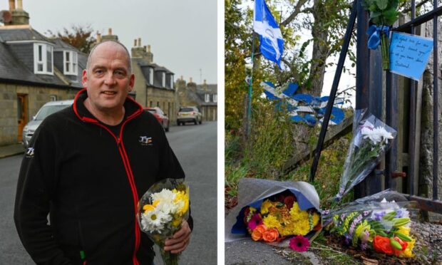 George McBey took flowers to Alex Salmond's home following his shock death. Image: Kenny Elrick/DC Thomson