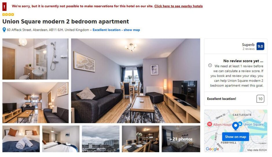 Milton Zata's illegal Airbnb was also listed on Booking.com. Image: Booking.com