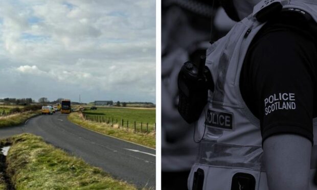 Scene of crash on A975