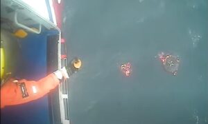 Eight crew members had to be rescued from the North Sea. Image: HM Coastguard