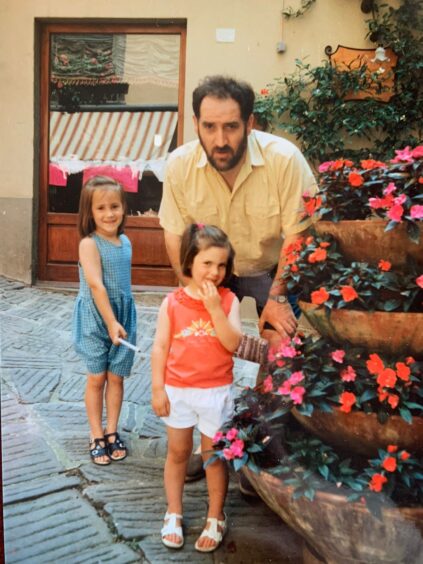 Flora and Rosie with their dad