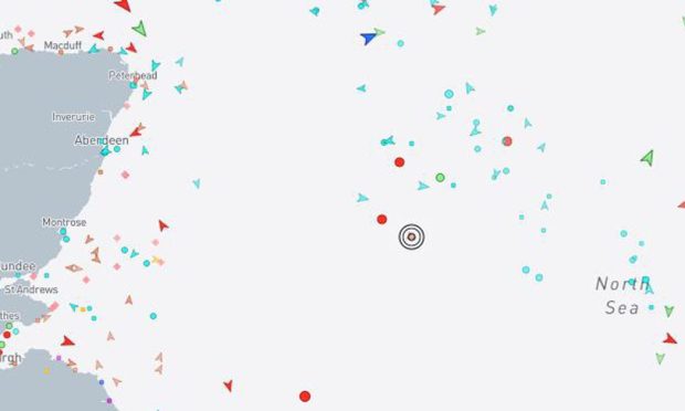 The location of the sinking Odyssey FR70 in the North Sea. Image: Marine Traffic.