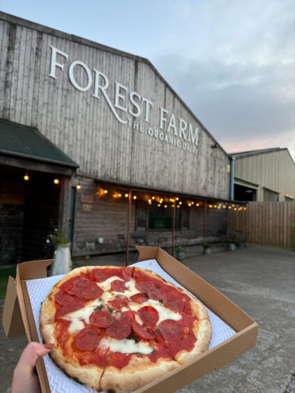 The pepperoni pizza from Forest Farm The Organic Dairy, one of the best in Aberdeenshire