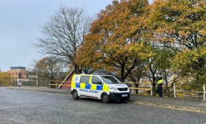 Police standing guard near to an incident around Queen Elizabeth Bridge in Aberdeen