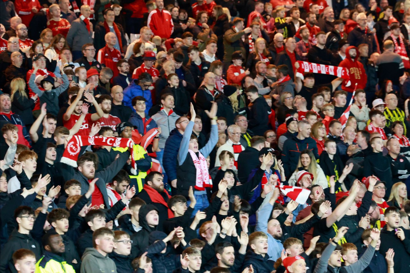 Aberdeen fans during the Premier Sports Cup semi-final 6-0 loss to Celtic at Hampden. Image: Shutterstock 