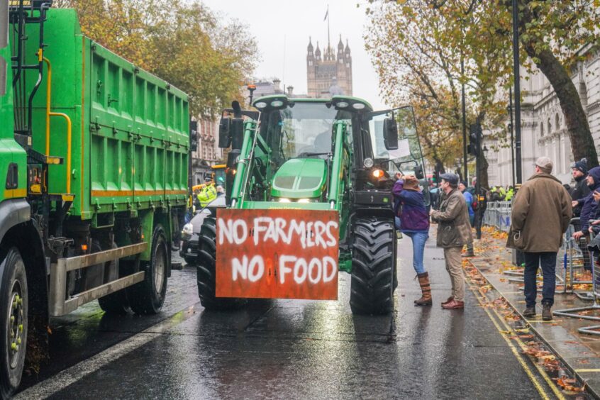 Tractor in farmers' protest