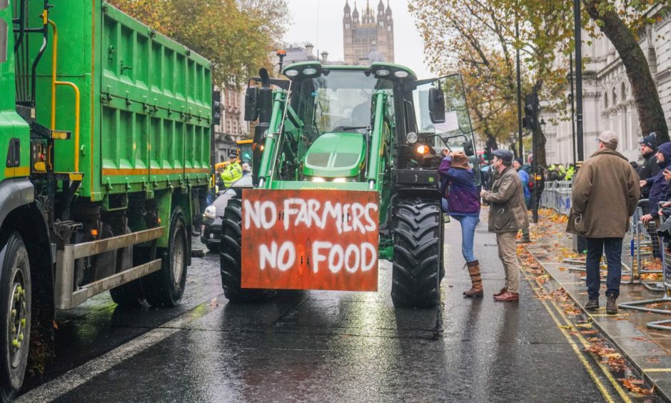 Tractor in farmers' protest