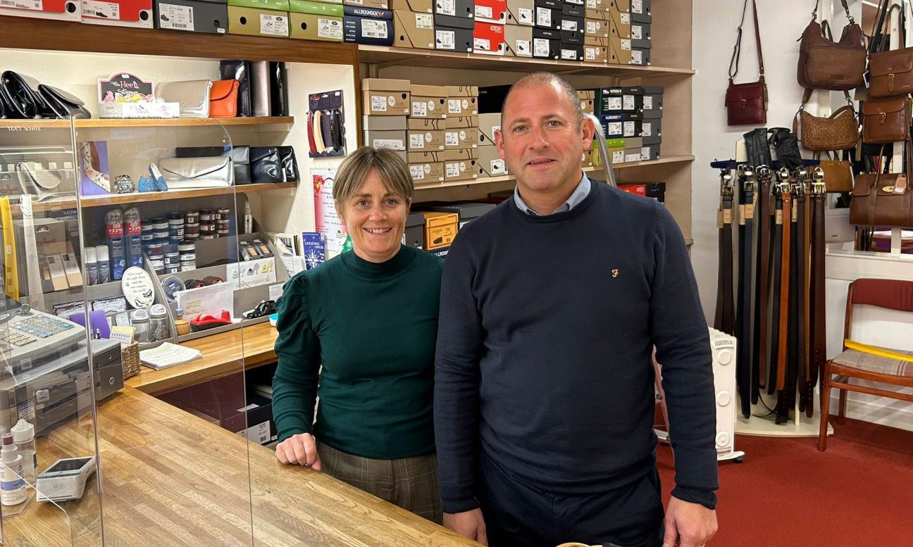 Dale and her husband Steven behind the counter at WM Bruce. Image: Isaac Buchan/ DC Thomson