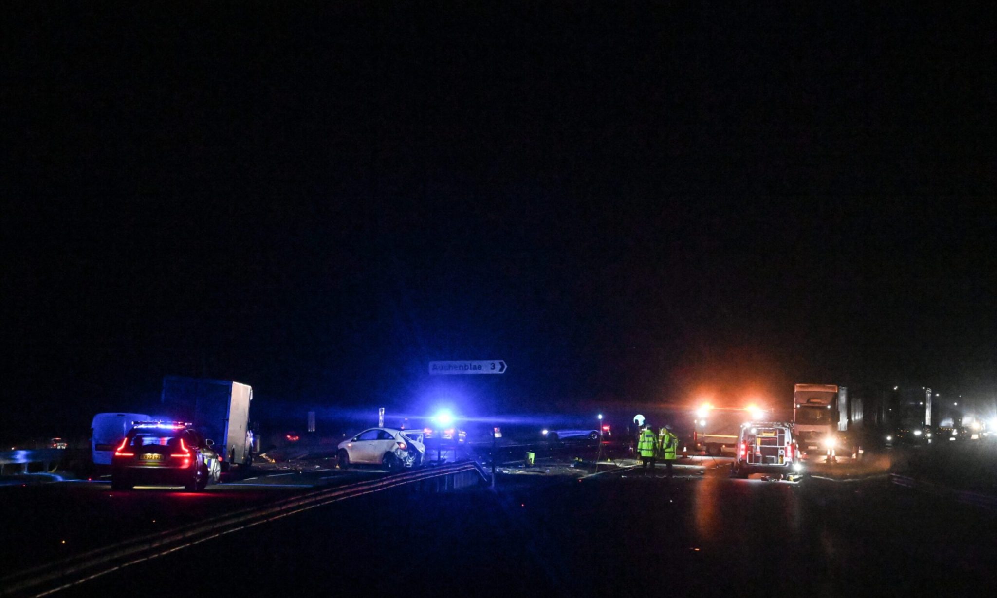 Three people taken to hospital after crash on A90 near Fordoun