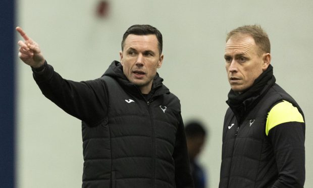 Ross County manager Don Cowie, left, with assistant boss Carl Tremarco. Image: SNS.