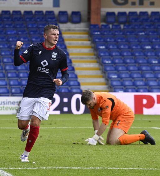 Ross County's Ronan Hale celebrates after scoring against Stirling Albion in the League Cup.