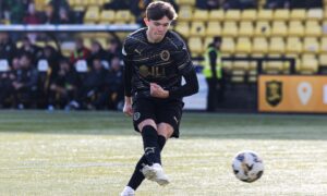 Inverness Caledonian Thistle midfielder Robbie Thompson passing the ball against Livingston in an SPFL Trust Trophy tie at the Set Fare Arena, Livingston, on October 12, 2025.