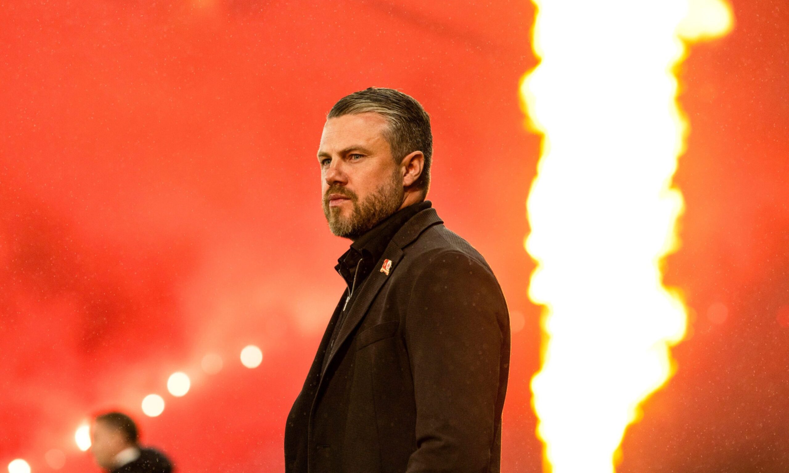 Aberdeen manager Jimmy Thelin during the 6-0 Premier Sports Cup semi-final loss to Celtic at Hampden. Image: SNS