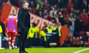 Aberdeen manager Jimmy Thelin during the Premier Sports Cup semi-final match against Celtic. Image: SNS.