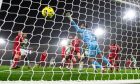 Celtic's Cameron Carter-Vickers scores to make it 1-0 against Aberdeen in the Premier Sports Cup semi-final. Image: SNS.