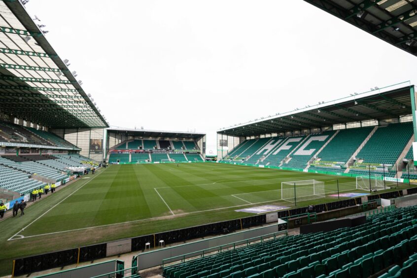 Hibernian's (empty) Easter Road Stadium, Edinburgh. 