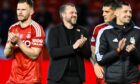 Aberdeen manager Jimmy Thelin at full-time after the win against Dundee. Image: SNS.