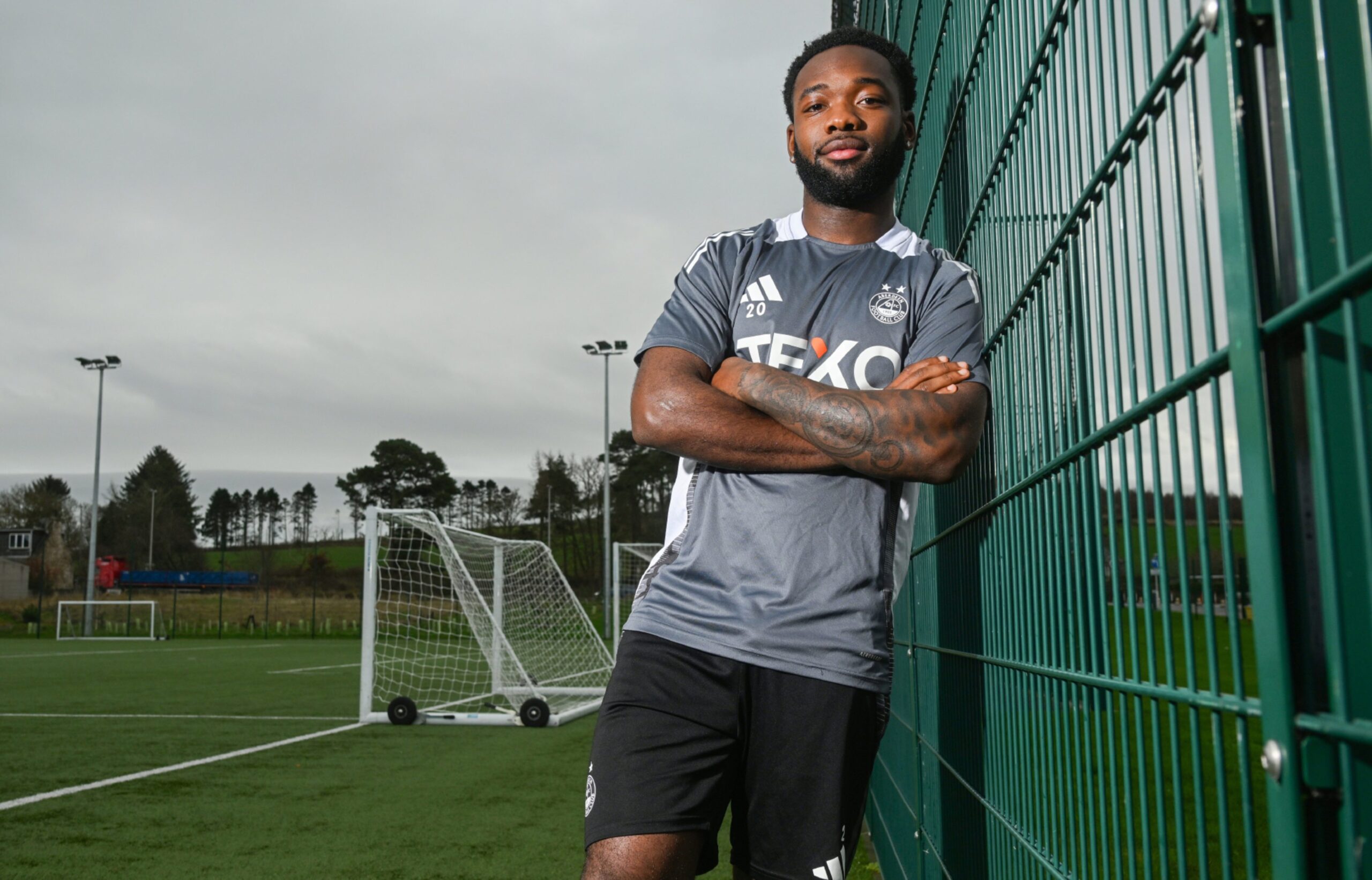 Aberdeen winger Shayden Morris at Cormack Park ahead of the trip to Hearts. Image: SNS 