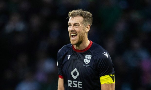 Ross County striker, and captain for the day, Jordan White vents his frustration during the 5-0 Premiership defeat against Celtic.