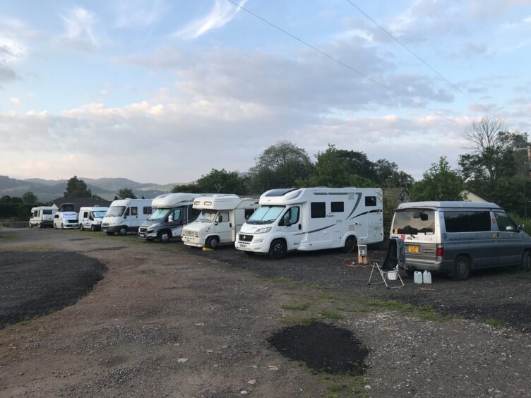 Vehicles parked Dave's rest