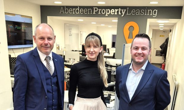 David Lamb, APL managing director, Eilidh Gilbert, APL HR director and Vincent Goldie, Newton Property Management chief executive. Image: Genoa Black