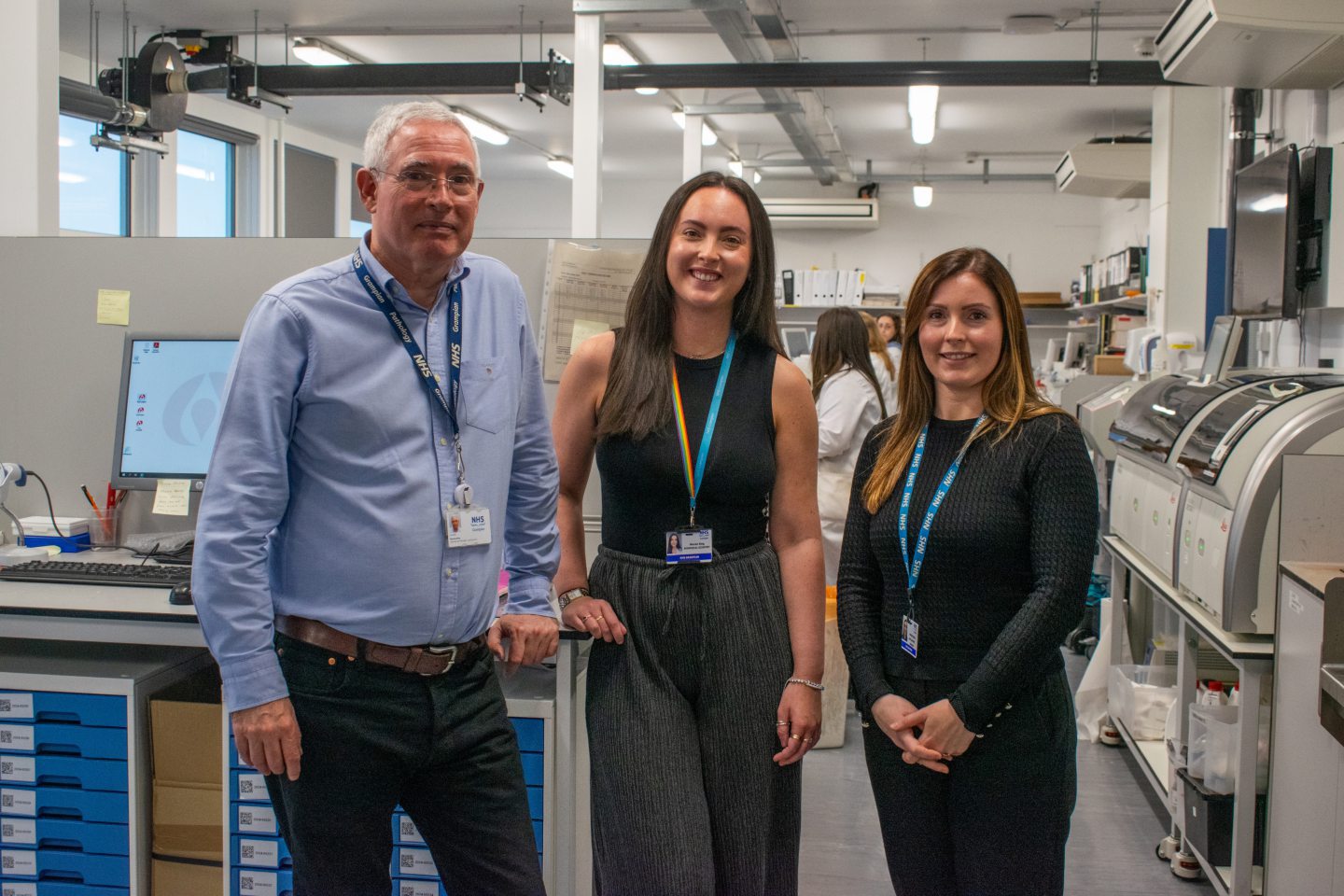 George King with his two daughters, Merran (left) and Mhairi Milne. 