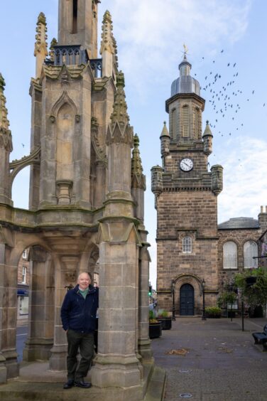 Alan James outside Forres Tolbooth 