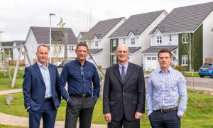 Andrew Tweedie, chief financial officer, Jamie Tosh, managing director of Bancon Homes and Bancon Construction, Bob McAlpine, chairman and David Crawford,  managing director of Deeside Timberframe.