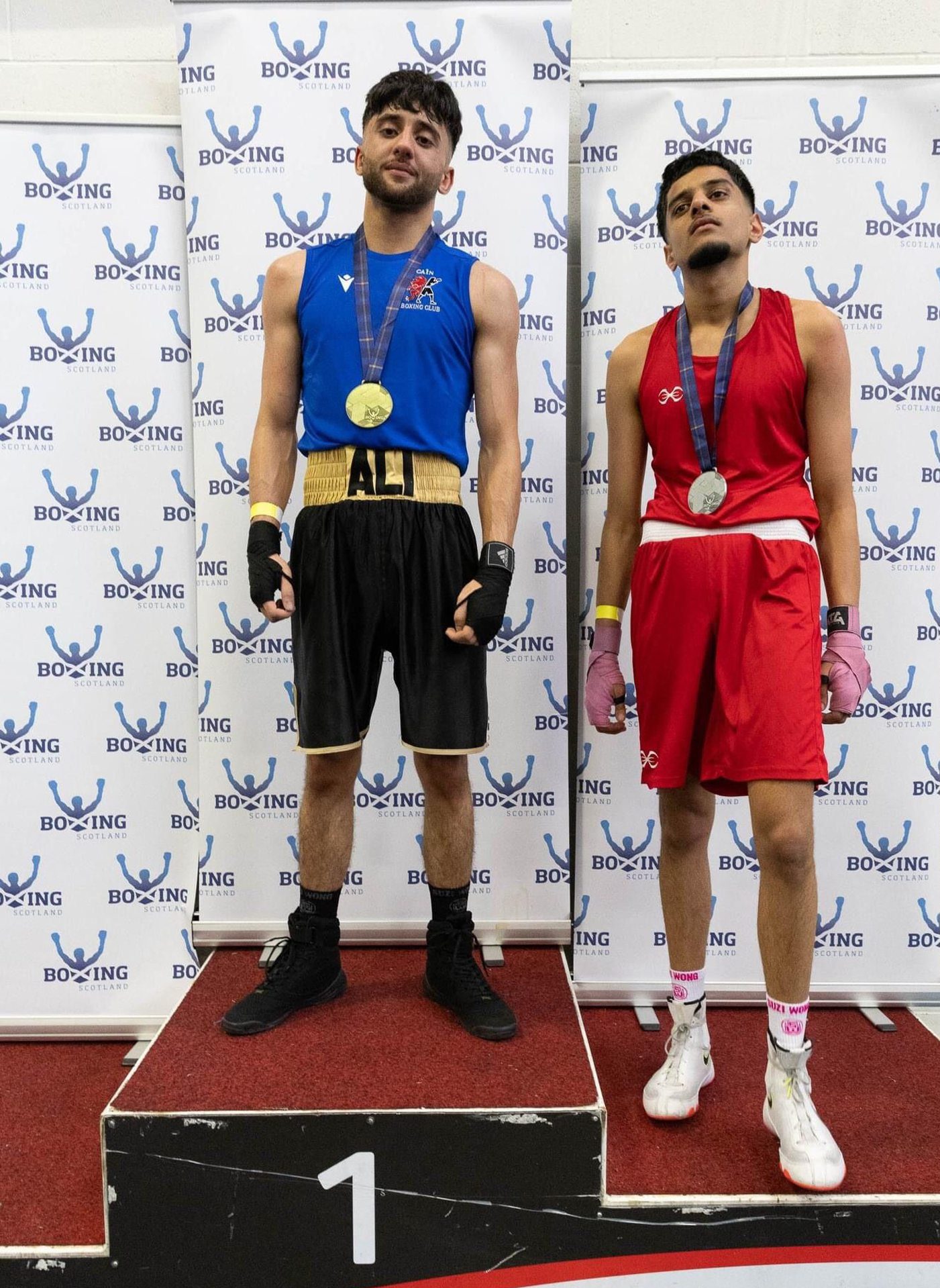  Jameel Ali (left) of CAIN Boxing Club wins gold at the Scottish Development Championships. Image by Jamie Binnie (left) of CAIN Boxing Club wins gold at the Scottish Development Championships. Image Vera Cloe Zebrwska 