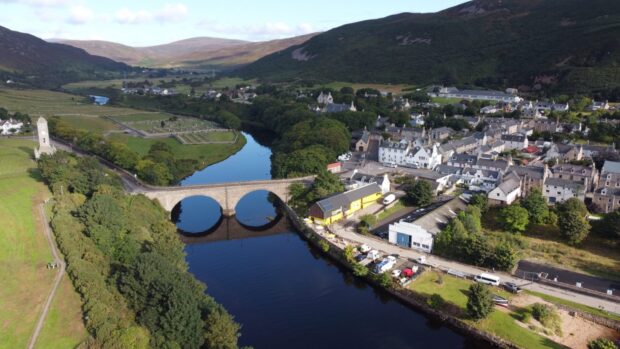 bird's eye view of Helmsdale, a possible destination for those looking for finance jobs in Scottish Highlands