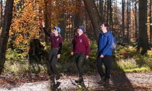 Eradication officers Abi Low, James Kenney and volunteer Cameron Smith take us out on their survey routes to talk about the thriving red squirrels. Image: Darrell Benns/DC Thomson.