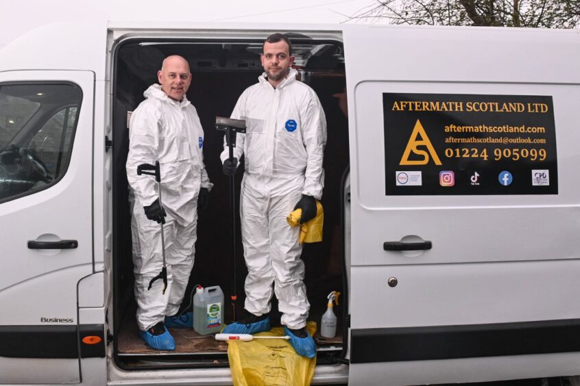 David and Andrew in the Aftermath Scotland van 