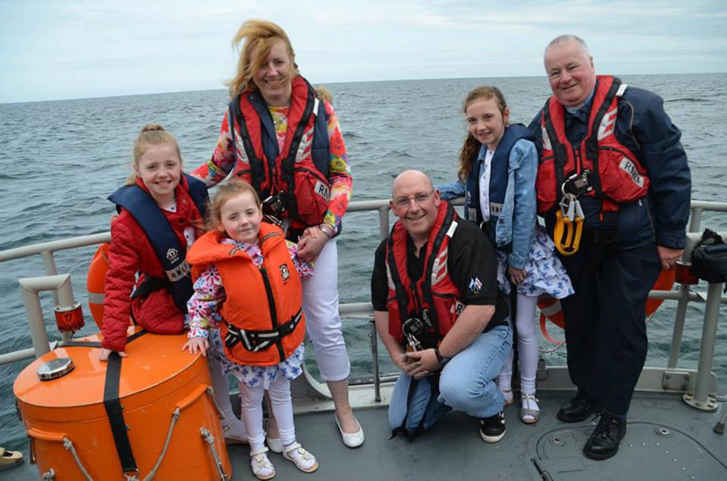 Eilidh, Lucy and Ailsa on the lifeboat .