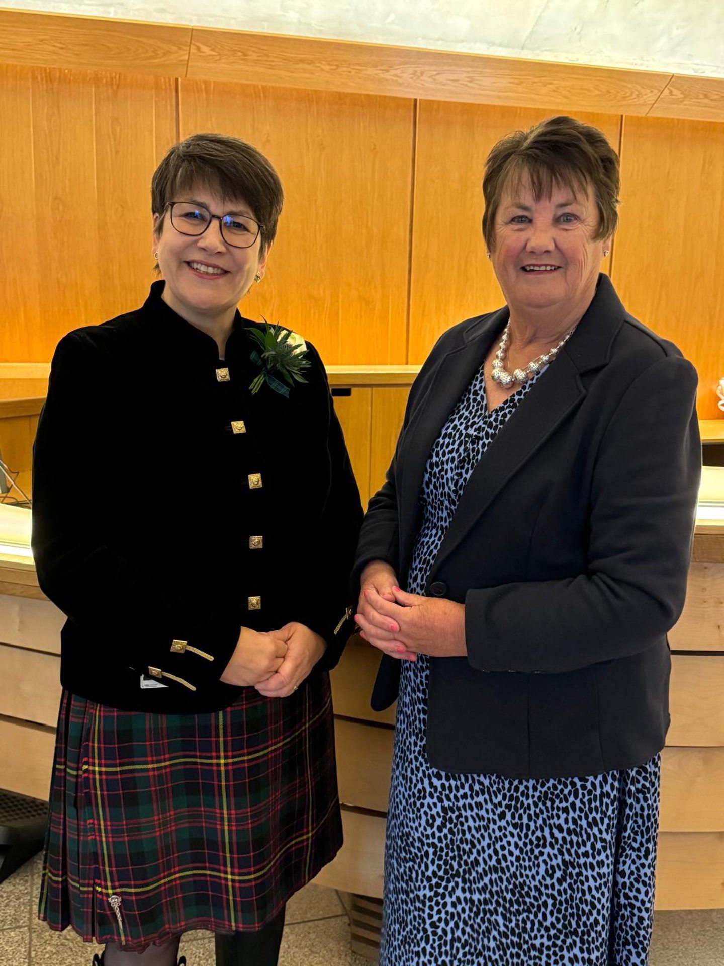 Tess White and Helen Reid at Scottish Parliament