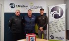 Pictured from left to right are: Paul Lawrie, Trevor Mutch (managing director of R Davidson (Banchory)) and Sam Locke at the draw for the quarter-final of the R Davidson (Banchory) Highland League Cup. Picture courtesy of the Highland League.