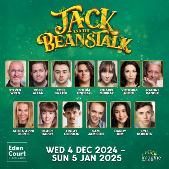 Green poster for Jack and the Beanstalk confirming the cast line-up. 