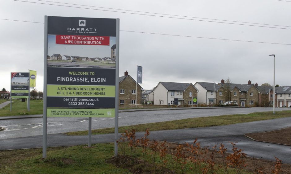 Barratt Homes sign at Findrassie. 