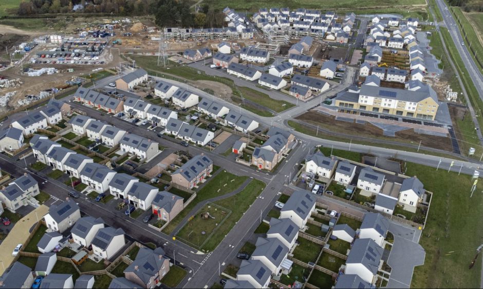 Drone photo of Findrassie homes. 