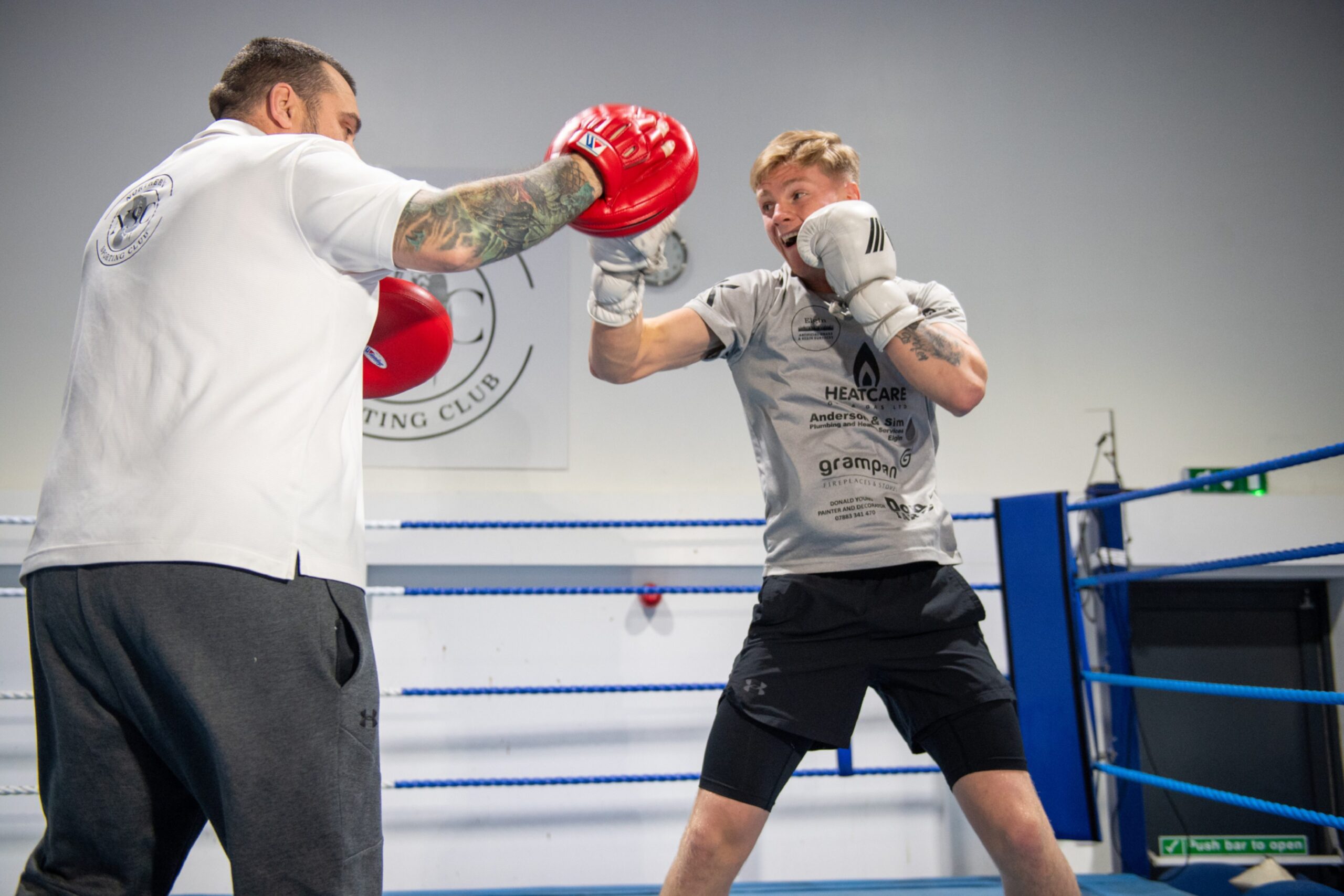 Two-weight Scottish champion Fraser Wilkinson training ahead of his super-welterweight title fight against Dean Sutherland. Image: Kenny Elrick/DC Thomson